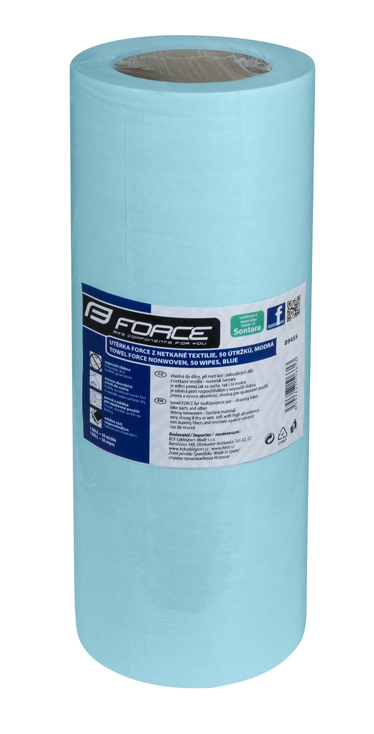 Towel FORCE nonwoven, 50 wipes, blue