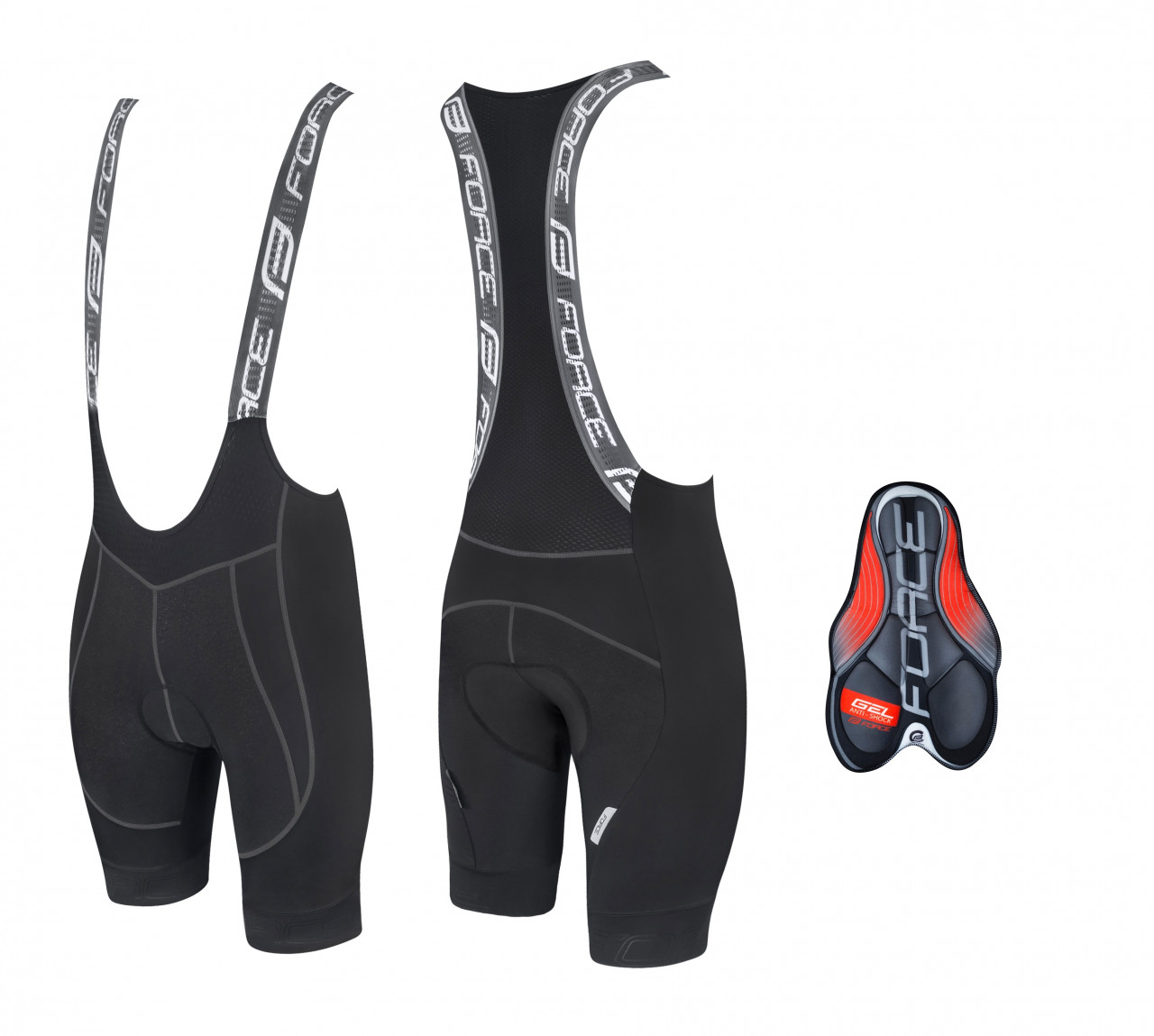 Bibshorts FORCE FAME with pad, black-grey XXL