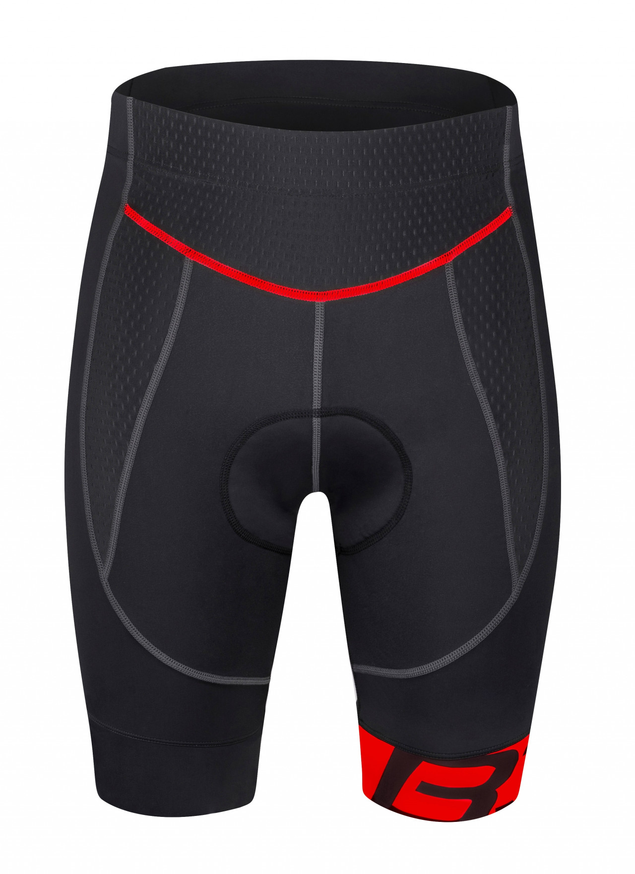 Shorts FORCE B30 to waist with pad, black-red XXL