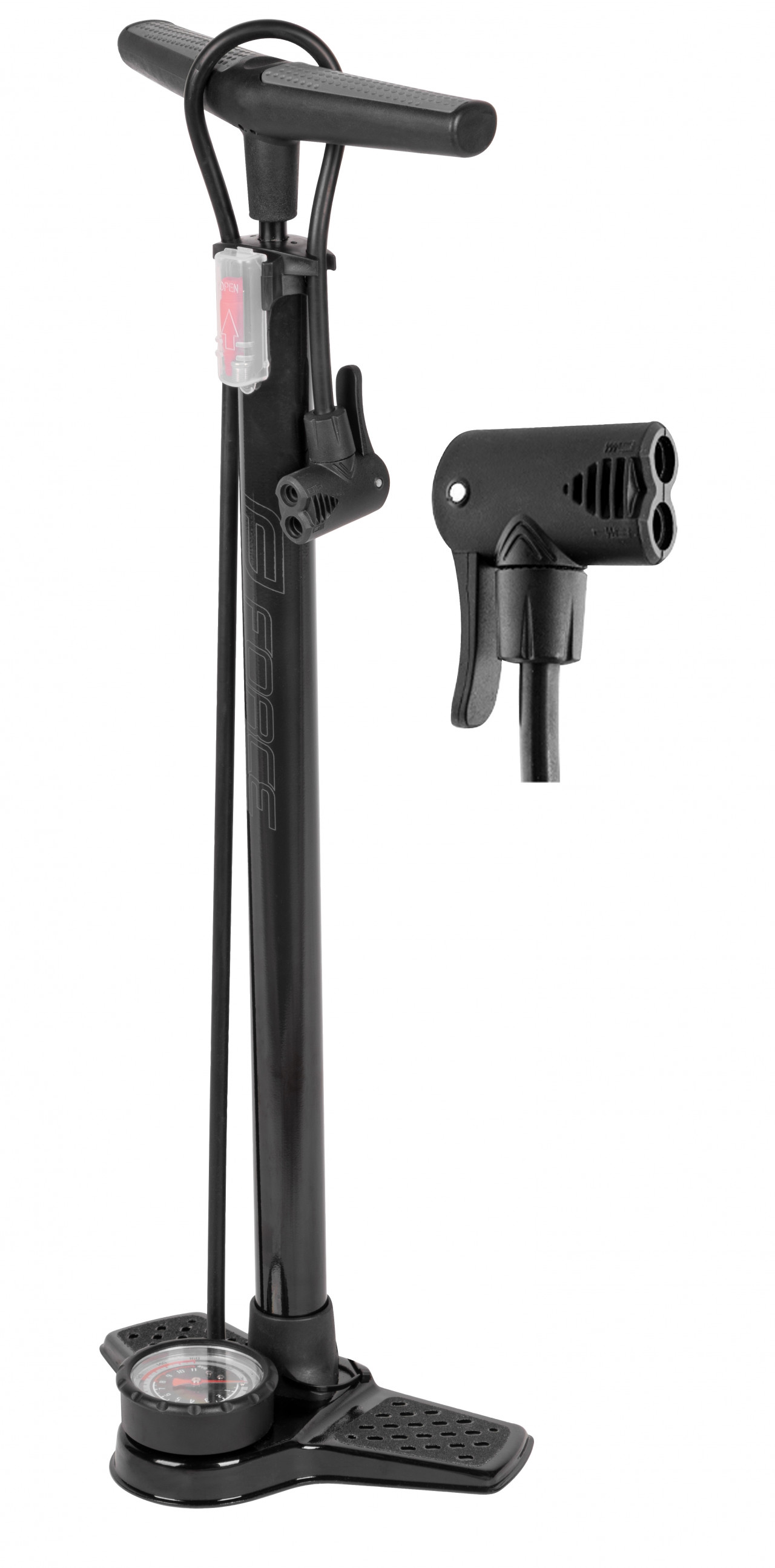 Floor pump FORCE HOBBY 2.1 Fe, 11 bar, black