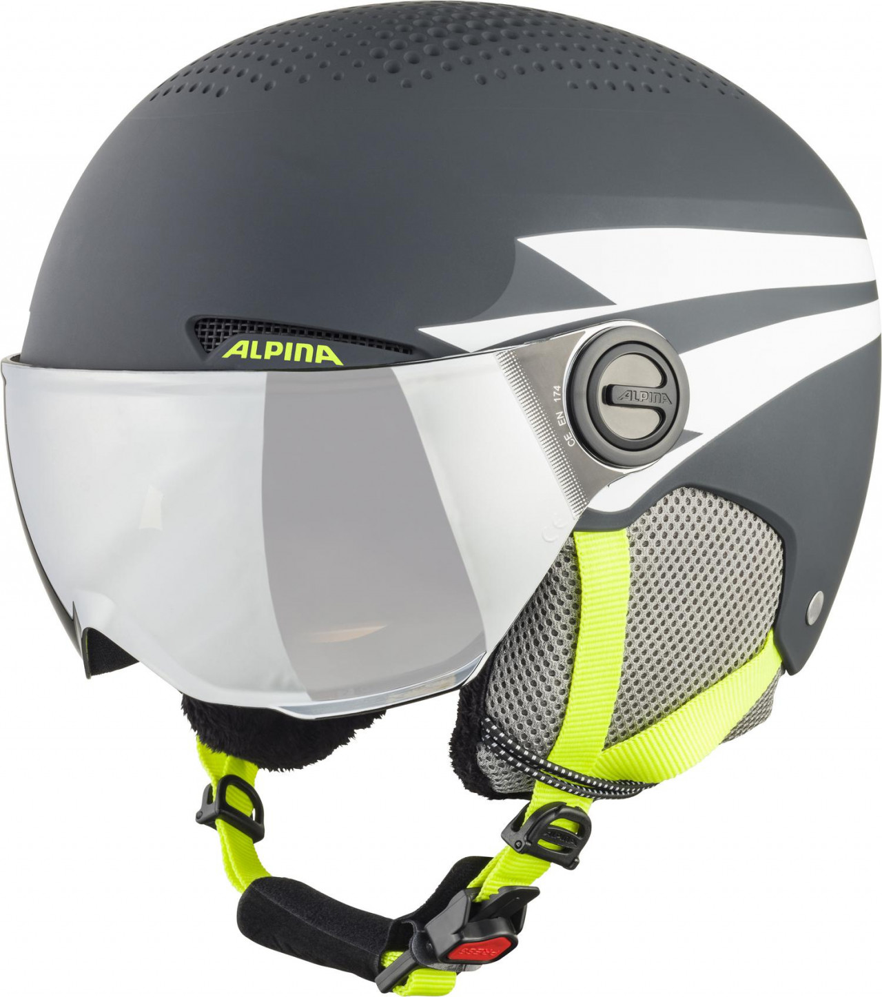 ALPINA Junior ski helmet ZUPO VISOR charcoal-neon mat