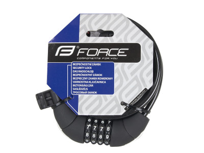 FORCE zámok LUX špirálový kódový 85cm / 10mm + držiak, čierny
