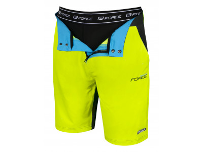 FORCE kraťasy BLADE MTB s odnímateľnou vložkou, čierno-fluo