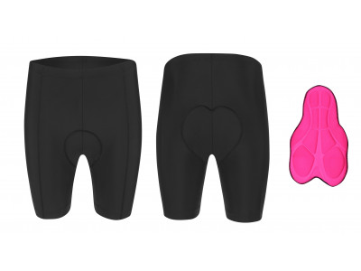 FORCE nohavice STORM krátke s odnímateľnou vložkou, čierno-ružové
