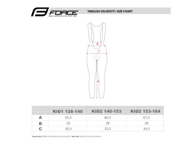 FORCE nohavice REFLEX LINE KID s vložkou, čierne