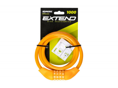 Extend zámok na bicykel NUMERIC 4, 10*1000mm, - yellow