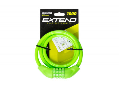 Extend zámok na bicykel NUMERIC 4, 10*1000mm, lime green