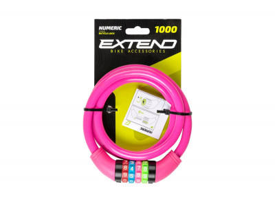 Extend zámok na bicykel NUMERIC 4, 12*1000mm, multicolor digits