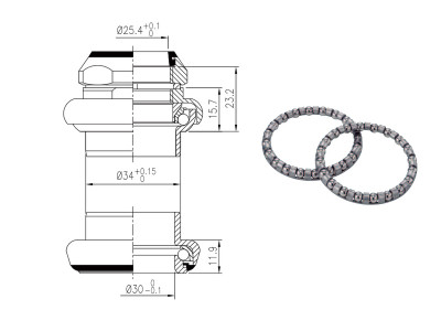 FSA hlavové zloženie TH-860 15.7mm alloy 1-1/8-OD 34