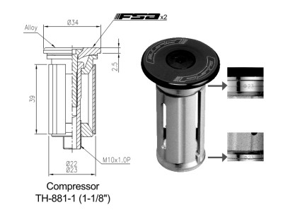 FSA compresor 23mm (carbon steerer/alloy cap) TH-881-1