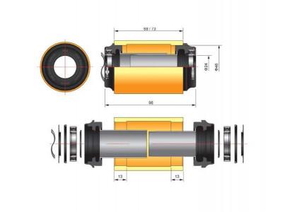 FSA stredové zloženie kľúk M/Exo 24mm na PF30 73mm CFMM3-46/73