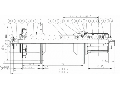 Novatec D102SB-QR-S4S zadný náboj, 6-dier, 32 dier, QR, Shimano HG, OEM