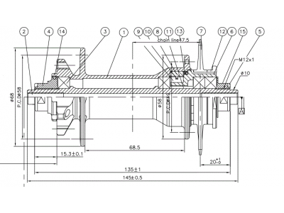 Novatec D252SB-BO-AA, zadný náboj, 32 dier, 10x135, 16-zubový, OEM