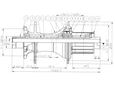 Novatec D462SB-SL-X12-S3S-11S zadný náboj, 6-dier, 32 dier, 12x142 mm, Shimano HG, OEM