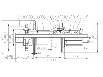 Novatec D792SB-X12-A4A-ABG-11S, zadný náboj, 12x142, Shimano HG, OEM - 24 dier
