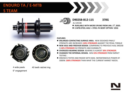 Novatec D902SB-B12-A4A-11S zadný náboj, 32 dier, 12x148, Shimano HG, OEM
