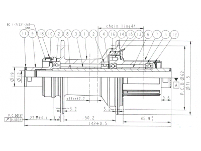 Novatec D902SB-CL-X12-A4A-11S, zadný náboj, 32 dier, 12x142, Shimano HG, OEM