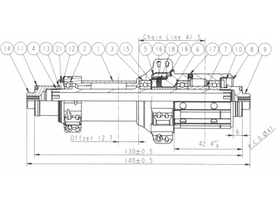 Novatec FS62CB-QR-A4ASL-11S zadný náboj, 24 dier, QR, Shimano HG, OEM