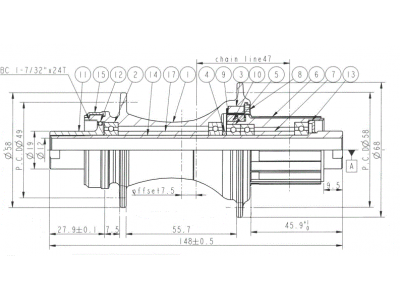 Novatec D462SB-SL-CL-B12-S3S-11S, zadný naboj, 32 dier, 12x148, Shimano HG, OEM