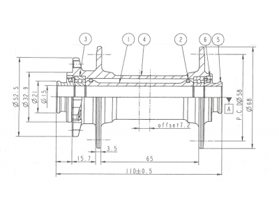 Novatec D041SB-B15, predný náboj, 32 dier, 15x110, OEM