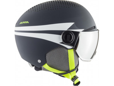 ALPINA Juniorská lyžiarska prilba ZUPO VISOR charcoal-neon mat