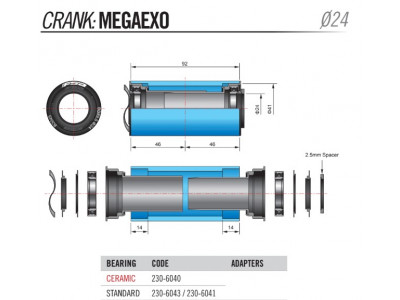 FSA stredové zloženie - kľúk M/EXO 24mm na PF92/PF89.5 - M/EXO 24mm na PF92/PF89.5 - nylon