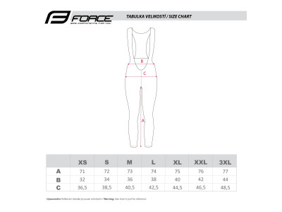 FORCE nohavice REFLEX LINE s trakmi bez vložky, čierne - 3XL